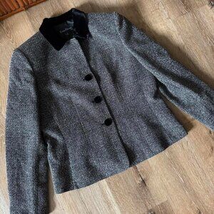 Evan-Picone Women’s Grey & Black Houndstooth Velvet Collar Blazer Size 14